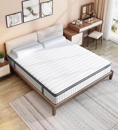 elitspace Queen Mattresses, 10 Inch Queen Size Mattress, Medium Firm Feel Memory Foam & Individual Pocket Springs, Pressure Relief & Support, Hybrid Mattress in a Box, CertiPUR-US Certified - Image 3