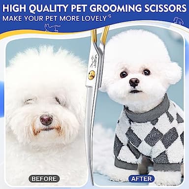 JASON 7.5 Inch Curved Scissors for Dog Grooming Professional Downward Curved Pet Face Trimming Shears with Symmetric Handle Sharp Comfortable - Image 6