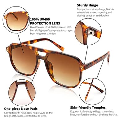 FEISEDY Retro Square Aviator Sunglasses Women Men 70s Vintage Trendy Plastic Frame Sun Glasses B2835 - Image 5