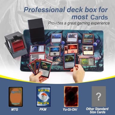 MTG Deck Box, Double Display Window MTG, Commander Deck Box Fits 120+ Single Sleeved Cards, PU Leather Magnetic Closure Card Box with 2 Dividers&2 Toploaders for TCG, CCG, Black/Grey - Image 6