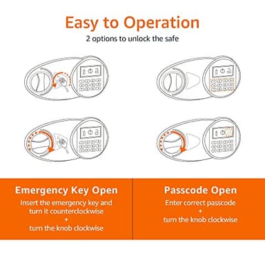 Amazon Basics Steel Security Safe and Lock Box with Programmable Electronic Keypad, for Valuables, Cash, Jewelry, Documents, Black, 1 Cubic Foot, 16.9-x-14.6-x-9.1-inches (WxDxH) - Image 5