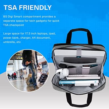 BAGSMART 17.3 Inch Laptop Bag, Expandable Computer Bag Laptop Briefcase Men Women,Laptop Shoulder Bag,Work Bag Business Travel Office, Grey - Image 6