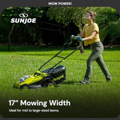 Sun Joe 24 Volt 17 Inch Mulching Walk Behind Lawn Mower with 11 Gallon Grass Catcher, 6 Position Height Adjustment, Battery and Charger, 24V-X2-17LM - Image 4