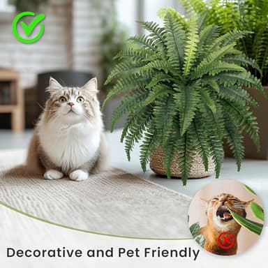 FOREST PRINCE 35" Ferns Artificial Bush Plants Large, 2 Artificial Boston Ferns with 39 Fronds for Outdoors Home Decor - Image 4