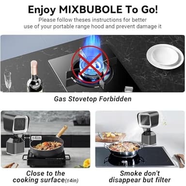 Portable Range Hood Portable Exhaust Fan for Kitchen with Adjustable Angle Height and 3 Detachabl Washable Filters 2 Speed and Low Noise Non Consumable Kitchen Exhaust Fan for Indoor BBQ Hot Pot RV - Image 8