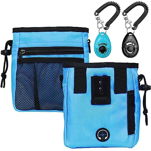 STMK Dog Treat Pouch Dog Clicker Training Kit, Dog Training Treat Pouch Dog Clicker for Training, 3 Ways to Wear Easily Carries Treat Pouches for Pet Training (Blue) - Image 1