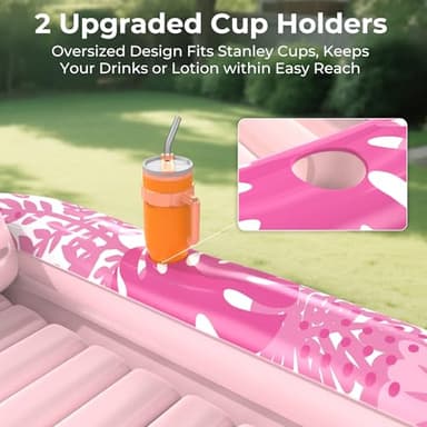 Inflatable Tanning Pool Lounger Float with Protection Tarp, 85" x 57" Pool Floats Adult with Pillow, 6 in 1 Suntan Tub Raft Floatie, Sunbathing Water Bed Lounge Blow Up Kids Ball Pit Party Gifts-Pink - Image 5