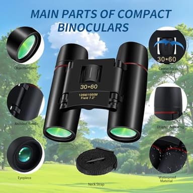 Uonol Small Compact Binoculars for Adults and Kids,30x60 Mini Binoculars BAK4 Prism Waterproof Lightweight Foldable Easy Focus for Bird Watching,Hunting,Concerts,Hiking - Image 5