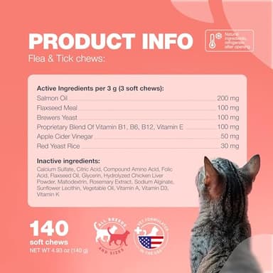 Flea Treatment for Cats - Daily Oral Cat Flea and Tick Treatment Chews - Chewable Kitten Flea Treatment - Soft Treats for All Breeds & Ages - Natural Chicken-Flavor Flea and Tick Supplement for Cats - Image 6