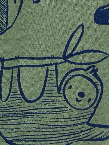 Simple Joys by Carter's Baby Cotton Pants, Pack of 4, Blue Heather/Brown Stripe/Grey Heather/Olive Animal, 24 Months - Image 2