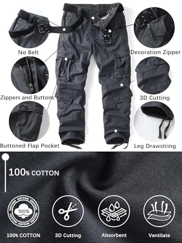 AKHIKING Men's BDU Cargo Tactical Ripstop Casual Lightweight Baggy Military Combat M65 Work Pants with 8 Pockets(No Belt) 40 - Image 3
