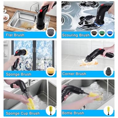 NOLYTH Electric Scrubber for Cleaning Bathroom: Cordless Spin Brush for Shower Tub Tile Floor - 2 Speed 8 Replaceable Heads IPX7 Waterproof 90 Mins Working Time - Ergonomic Design for Arthritis - Image 2