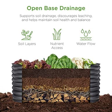 Best Choice Products 4x2x2ft Outdoor Metal Raised Garden Bed, Oval Deep Root Planter Box for Vegetables, Flowers, Herbs, and Succulents w/ 101 Gallon Capacity, Rubber Edge Guard - Charcoal - Image 3
