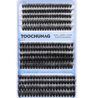 TOOCHUNAG Fluff Lash Clusters 80D+100D+150D Individual Lashes Cluster Eyelash Extensions 280pcs Wispy Eyelash Clusters DIY Long Thick Lash Extension at Home (12-18mm,D) - Image 6