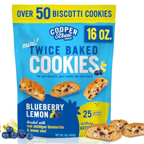 Cooper Street Twice-Baked Blueberry Lemon Biscotti Cookies (16 oz) – Over 50 Biscotti per Bag Loaded with Real Fruit, Italian Style Snacks Ideal with Coffee or Tea - Dairy, Peanut & Soy Free, Kosher - Image 1