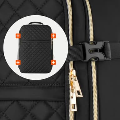 MOMUVO Large Travel Backpack Women, Flight Approved Carry On Backpack, Water Resistant Anti-Theft Casual Daypack School Bag Fit 17 Inch Laptop with USB Charging Port, Black - Image 6