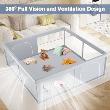 Extra Large Baby Playpen 79×79 Inch, Playpen with 2 Zipper Door for Babies and Toddlers, Play Pen Pin Indoor Outdoor Baby Play Fence - Image 5
