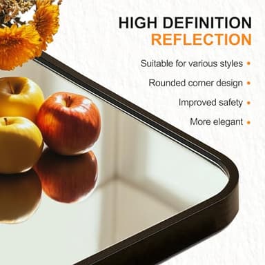 Delma Black Framed Bathroom Vanity Mirror for Over Sink, 50x30 Inch High-Definition Wall Mirror with Horizontal/Vertical Hanging, Durable Rust-Resistant Bathroom Mirror for Modern Decor (Black) - Image 5
