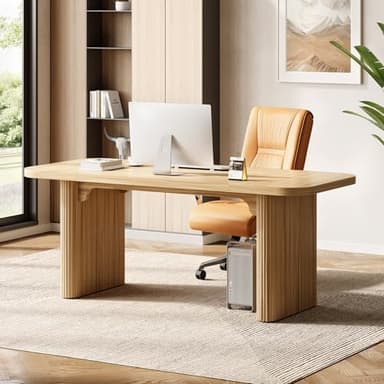 LITTLE TREE 62-Inch Home Office Computer Desk, Large Writing Desk with Textured Double Base, 5 ft Conference Meeting Seminar Table for Office - Image 4