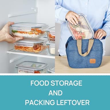 Vtopmart 5 Pack 35oz Glass Food Storage Containers with Lids, Meal Prep Containers, Airtight Reusable Lunch Container Set, Safe for Oven, Microwave, Freezer, and Dishwasher - Image 5