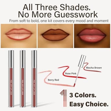 Peel Off Lip Stain Set – 3 Colors Long Lasting Lip Tint, Smudge-Proof, Transfer-Proof, Kiss-Proof, Vegan Lip Makeup Gift for Her - Image 2