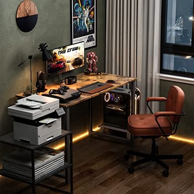 ODK 40 Inches Computer Desk for Home Office, Office Table for Small Spaces, Writing Desk with Headphone Hooks, Rustic Brown - Image 5