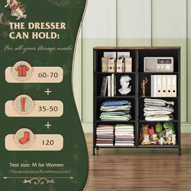 WLIVE Tall Fabric Dresser with 8 Drawers, Storage Tower with Fabric Bins, Double Dresser, Chest of Drawers for Closet, Bedroom, Living Room, Hallway, Dorm, Floral Painted - Image 4