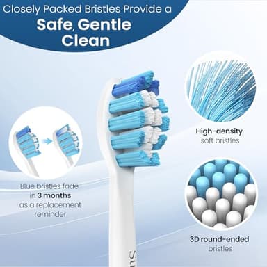 SuitShine Replacement Toothbrush Heads Compatible with Philips Sonicare and More Click-on Handles 8 Pack White - Image 3