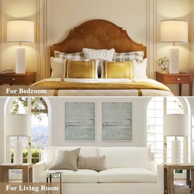 Luvkczc 24.8" Modern Ceramic Bedside Lamp Set of 2, 3 Color Temperature&Bulbs Included - Farmhouse Nightstand Lamps for Living Room Bedroom End Table Office Entryway - Image 6