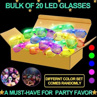 20 Pack LED Glasses Party Favors Light Up Glasses, Glow In The Dark Party Supplies Accessories for Adult, Glasses Neon Sunglasses Birthday Wedding Pool Helloween Back to School Party Favors - Image 3