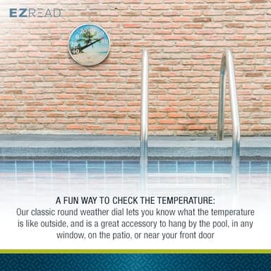EZREAD Hanging Dial Thermometer 840-1214 Weather Thermometers for Indoor and Outdoor Use, Large 12.5 Inch Diameter, Easy to Read Numbers, Beach - Image 4