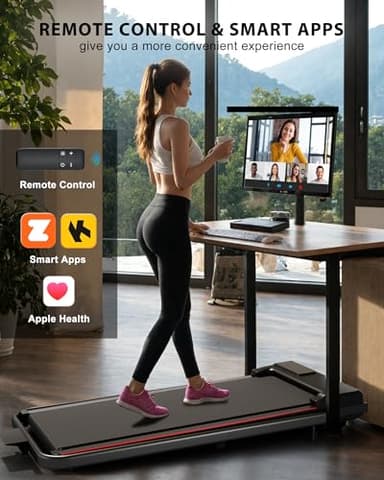 340lb Capacity Walking Pad Treadmill with 12% Incline, Double Deck Under Desk Treadmill Support Full Manual/3-Preset Countdown/App Mode, Portable Treadmills for Small Spaces - Image 3