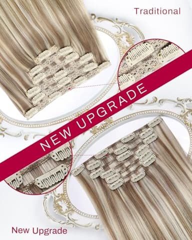Moresoo Clip in Hair Extensions Remy Double Weft Human Hair Clip in Extensions Straight Balayage Hair Extensions for Women Ombre Black Mixed with Silver Grey 7pcs 150g 22inch - Image 2
