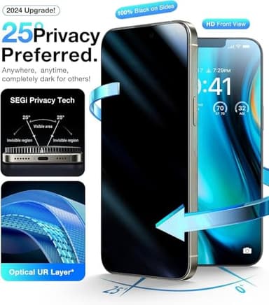 UltraGlass Ultra 9H+ Glass for iPhone 13/13 Pro Privacy Screen Protector [No.1 Military Grade Shatterproof & 100% Anti Spy] Glass Privacy Screen iPhone 13/13 Pro Tempered [Longest Durable],2 Pack - Image 4