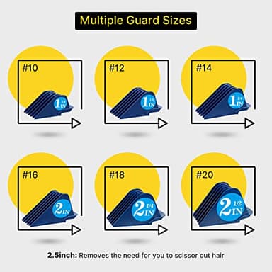 Clipper Guards for Wahl 10 12 14 16 18 20 Hair Clipper Guards 6pcs Extra Long Clipper Guard Attachments 2.5 Inch Clipper Guides Multiple Sizes Universal 2.5", 2.25", 2", 1.75", 1.5", 1.25" (Blue) - Image 5