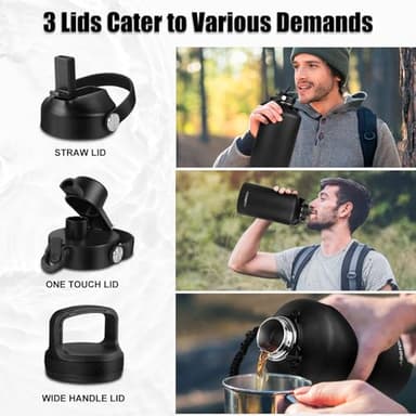 ABOTOCUP Gallon Water Bottle Insulated Keep Cold24H & Hot12H, Large 1 Water Bottle Gallon with Straw Lids&Paracord Handle, 128oz Water Bottle Double Wall Leak-proof BPA Free with Powder Coated - Image 5