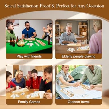 Upgraded 2-6 Players Rummy Game with 6 Wooden Racks, 160 Melamine Tiles, Drawstring Bag, Premium Portable Case, Tile Board Games for Adults & Kids Age 8+, Birthday Gifts for Women Men Dad Mom - Image 6
