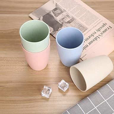 LuckyZone Wheat Straw Unbreakable Cup (12 oz) - Reusable Drinking Glasses Set of 5 - Dishwasher Safe Tumbler - BPA Free & Eco-Friendly (5Pcs) - Image 5