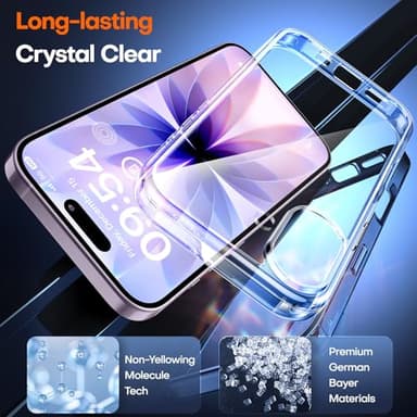 TAURI for iPhone 17 Case, Anti-Yellowing with Screen Protector, Military-Grade Protection Shockproof Slim Phone Case for iPhone 17, Clear - Image 4