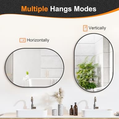 Bathroom Mirror for Wall,36''x24'',Black Oval Mirror for Bedroom Entryway Bathroom, Metal Framed Vanity Mirror(36''x24'',Black) - Image 8