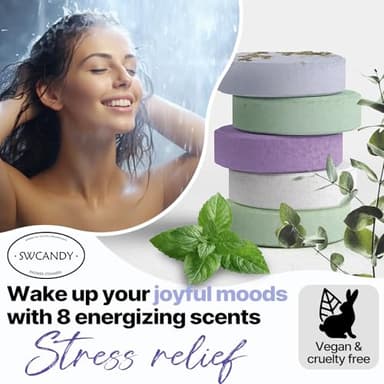 Shower Steamers Aromatherapy Birthday Gifts for Women - SWCANDY 8 Pcs Stocking Stuffers White Elephant Gifts for Adults Mom Men Teen Self Care with Natural Essential Oils Relaxation Home SPA Christmas - Image 3