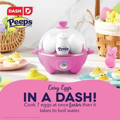 PEEPS x Dash Bunny Rapid Egg Cooker: 7 Egg Capacity Electric Egg Cooker for Hard Boiled Eggs, Poached Eggs, Scrambled Eggs, or Omelets with Auto Shut off Feature - Pink - Image 2