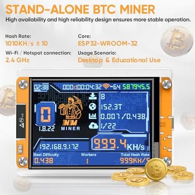 Bitcoin Miner BTC V2 NMMiner – Crypto Miner for ESP32 2.8" Smart Display Development Board, 1010 H/s Hashrate, Desktop Solo Lucky Miner Bitcoin Mining Machine for Educational Use - Yellow - Image 4
