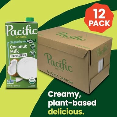 Pacific Foods Organic Unsweetened Coconut Milk, Plant Based Milk, 32 oz Carton (12 Pack) - Image 3
