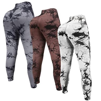 OVESPORT 3 Pack Tie Dye Seamless High Waisted Workout Leggings for Women Scrunch Butt Lifting Yoga Gym Athletic Pants - Image 2
