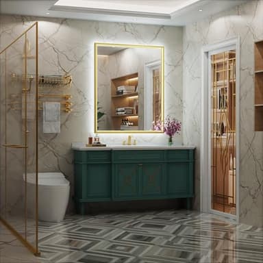 JSneijder 30x36 Inch Gold LED Bathroom Mirror with Front & Back Lights, Adjustable 3000K/4500K/6000K, Wall Mounted Lighted Bathroom Vanity Mirrors, Anti-Fog, Dimmable, Horizontal/Vertical - Image 8