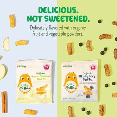 Little Bellies Organic Puffs Variety Pack, Blueberry & Apple and Cinnamon (Pack of 18) - Image 5