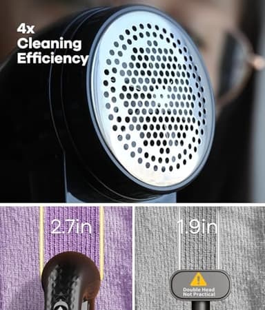 Lint Remover, Fabric Shaver for Clothes and Furniture, Sweater Shaver with 6-Leaf Blades & Safety Lock, Lint Shaver Fabric Shaver 4 Times Efficiency to Remove Pilling - Image 5