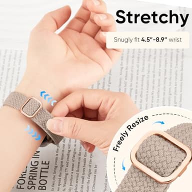 5 Pack Slim Braided Stretchy Bands Compatible with Apple Watch Band 40mm 41mm 42mm 38mm 44mm 45mm 46mm 49mm Women Men, Thin Elastic Nylon Solo Loop Straps for iWatch Series 10 9 8 7 6 5 4 3 11 SE 2/1 - Image 6