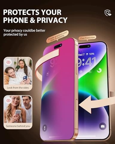 PDDKISS Compatible for iPhone 17 Pro Max Privacy Screen Protector 6.9 Inch, Pink Gradient Anti Spy Anti Blue Light HD Tempered Glass Easy Installation - Image 4